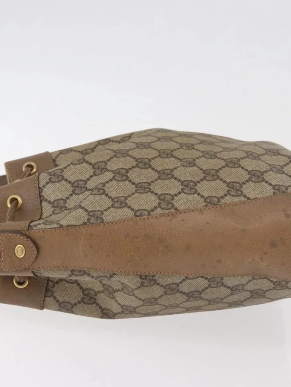 GUCCI GG Supreme Web Sherry Line Bag PVC Beige Gold 41 02 034 Auth 181983 - Picture 4 of 15